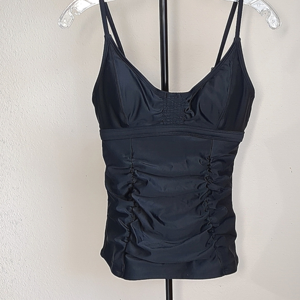 Athleta Tankini Swim Top Underwire Adjustable Strap Shirring Sz 34B/C